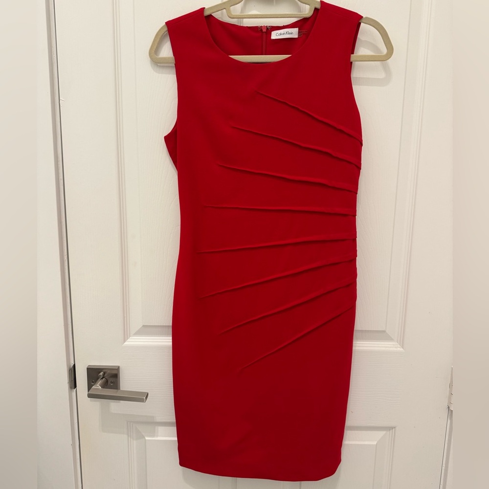 Calvin Klein Vibrant Red Midi Dress